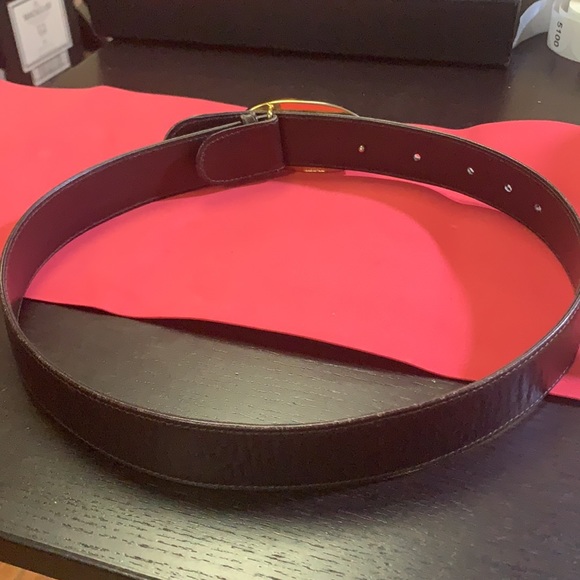 Gold & Silver Gucci Brown Leather Interlocking GG Belt Vintage Gucci 70/28 - Picture 6 of 8
